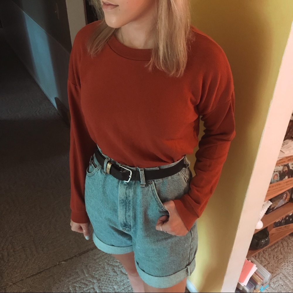 burnt orange crop top sweatshirt